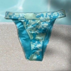 FOREVER 21 Swimwear High-Cut Bottoms Aqua/Green Size L